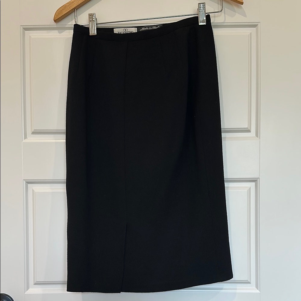 Valentino Black Knee-Length Pencil Skirt With Front Slit